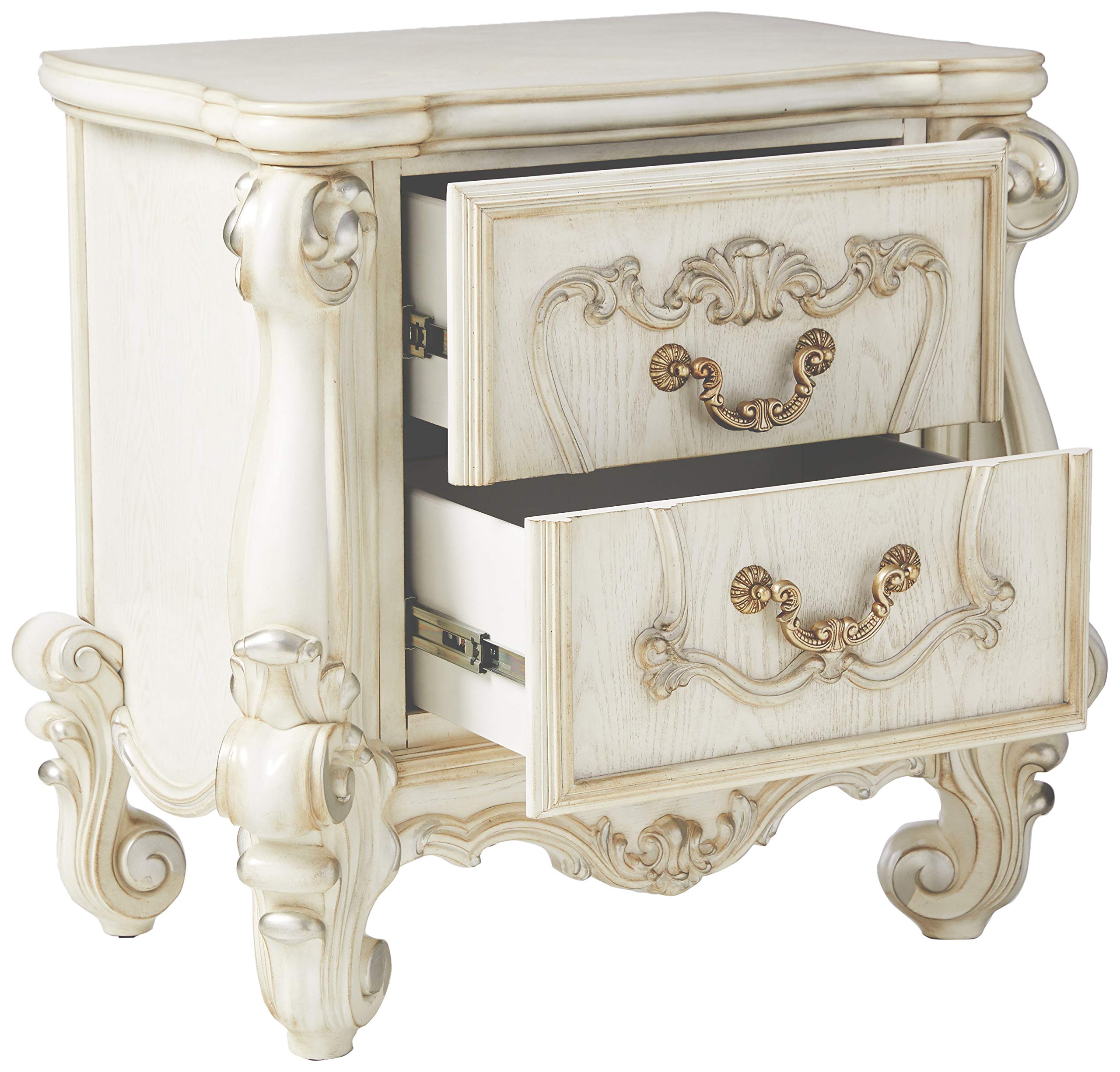 Amazon.com: Acme Versailles 2 Drawer Nightstand in Bone and White